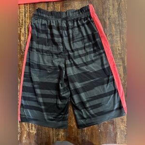 Nike Black and Orange Athletic Shorts with Elastic Waistband